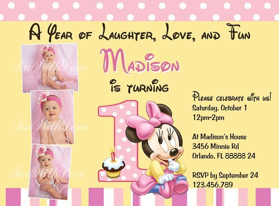 Minnie Mouse First Birthday Invitations Free