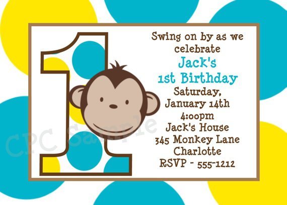 Monkey 1st Birthday Invitation Printables