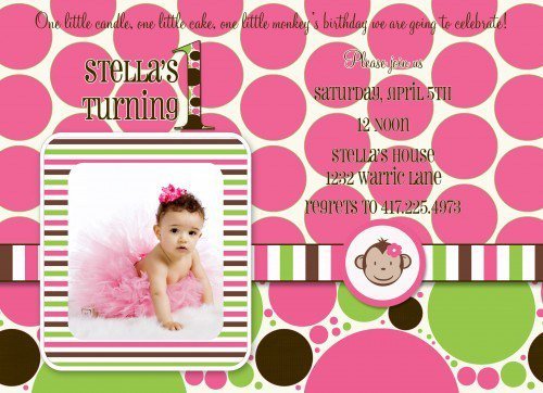 Monkey 1st Birthday Invitations Printable