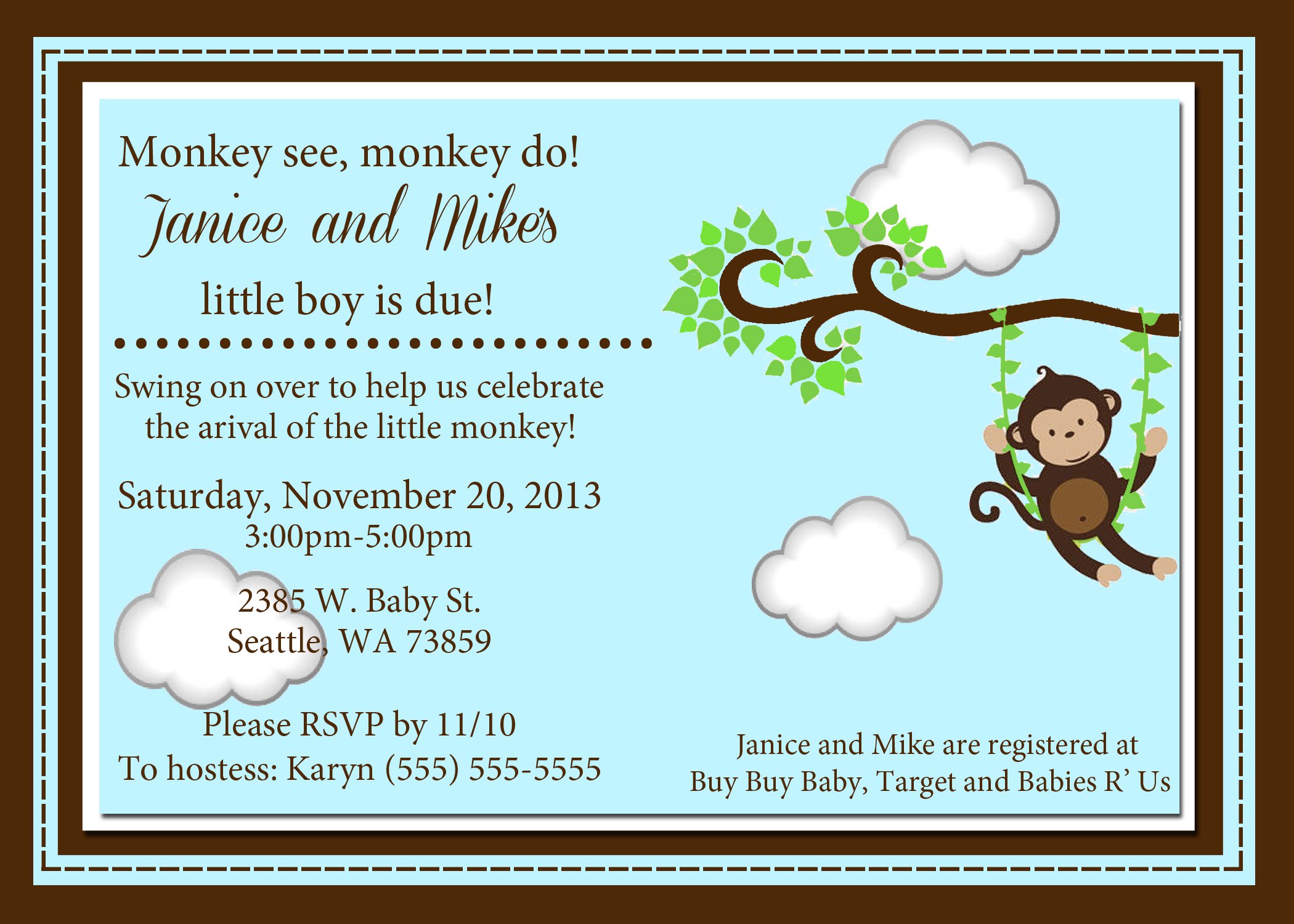 Monkey Baby Shower Invitations Invitation Design Blog
