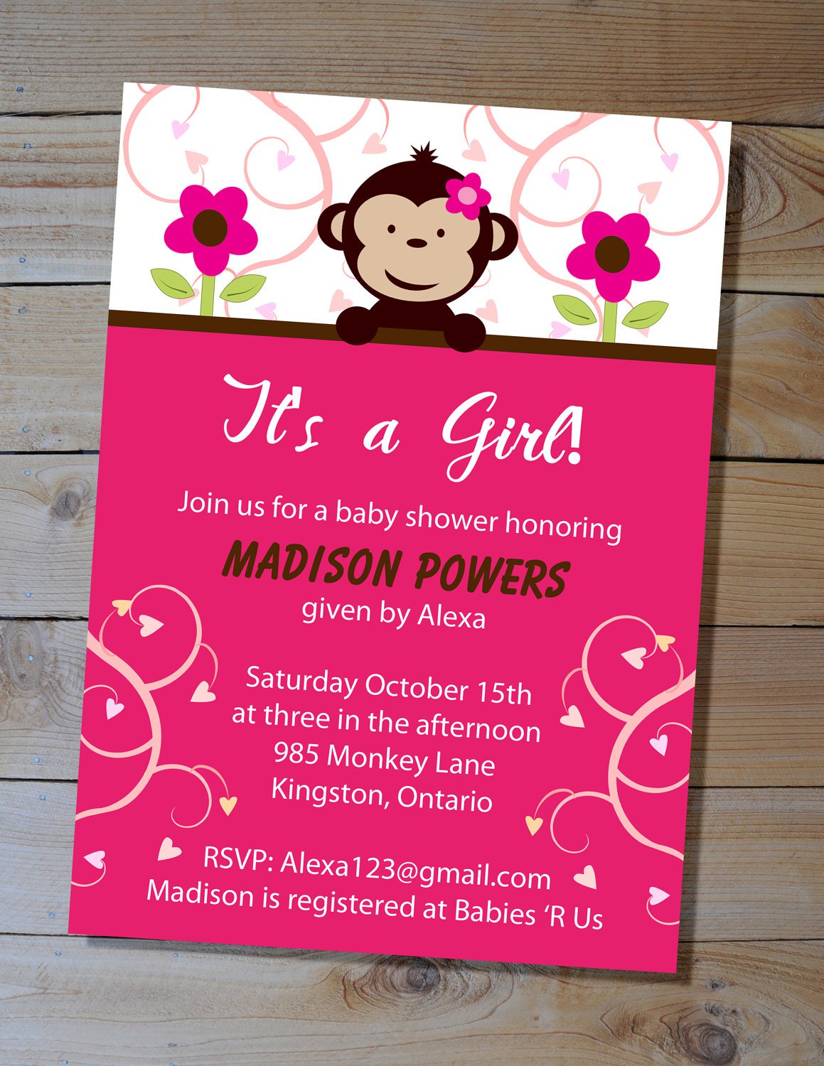 Monkey Themed Baby Shower Invitations Printable