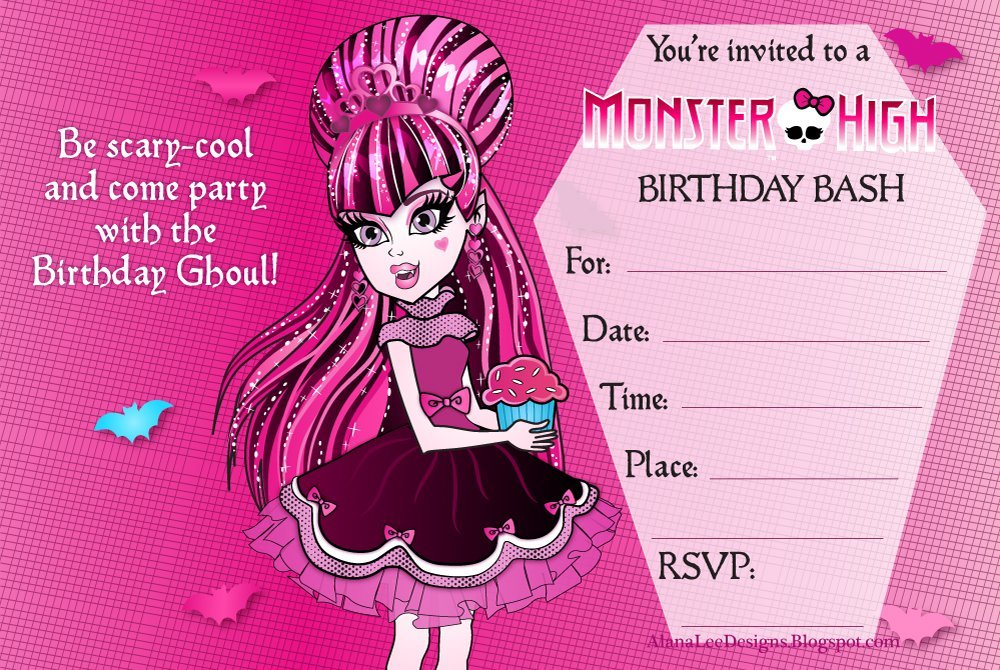 Monster High Party Invitations Template