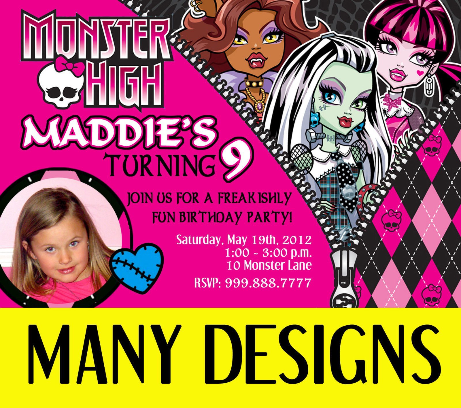 Monster High Personalized Party Invitations