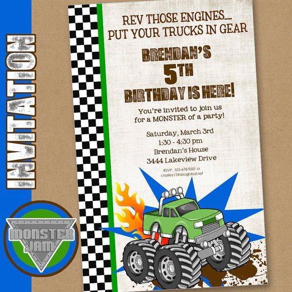 Monster Truck Invitation Ideas