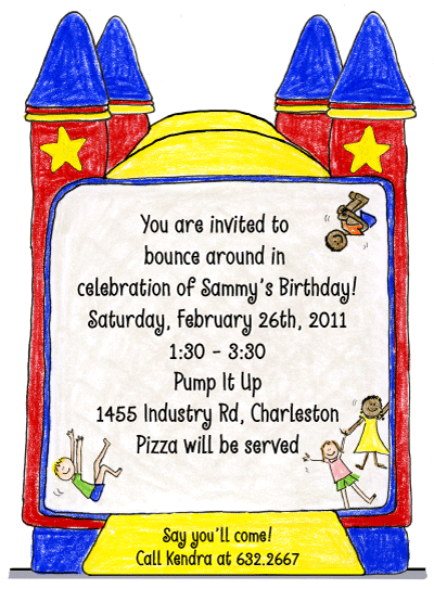 Moon Bounce Birthday Party Invitations