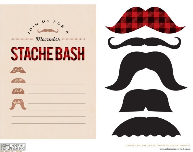 Mustache Party Invitation Template Free