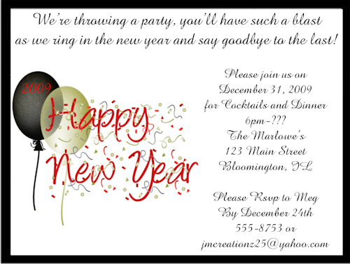 New Year Invitation Text