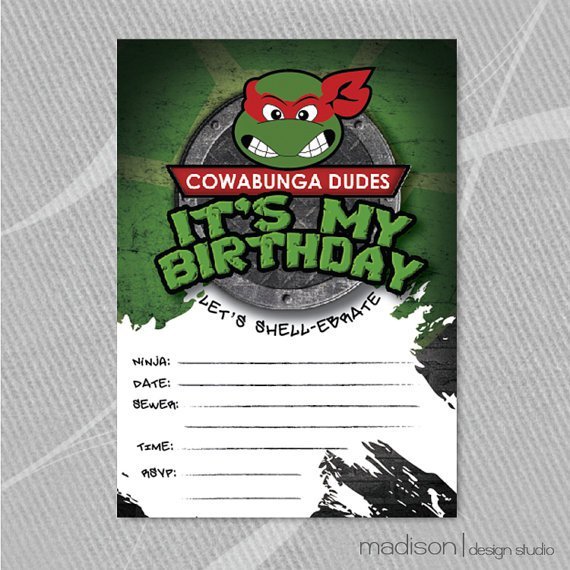 Ninja Turtle Blank Invitations