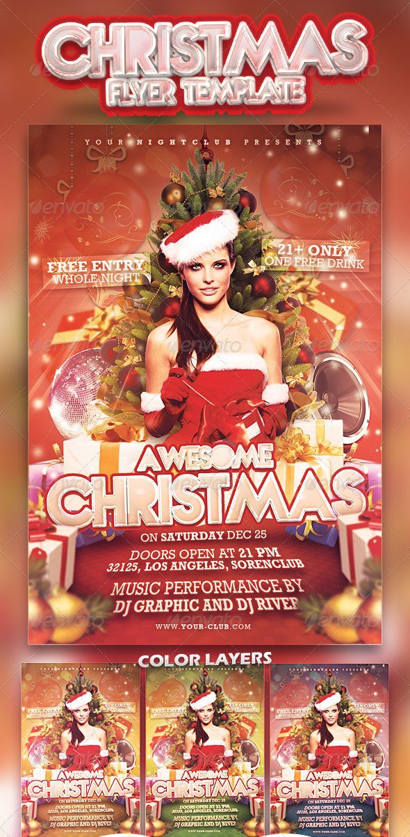 Office Christmas Party Flyer Templates