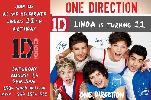 One Direction Invitations Template 6