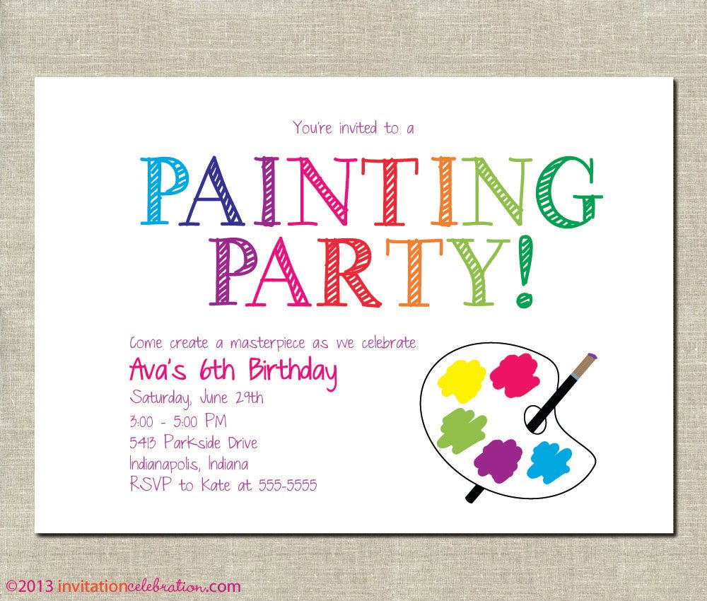 Painting Party Birthday Invitations Printable
