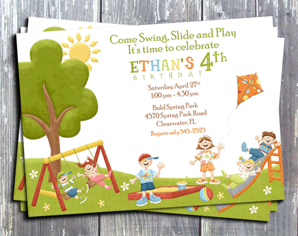 Park Birthday Party Invitation Wording