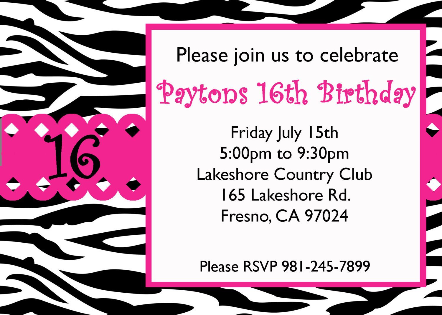 Party City Invitations Sweet Sixteen