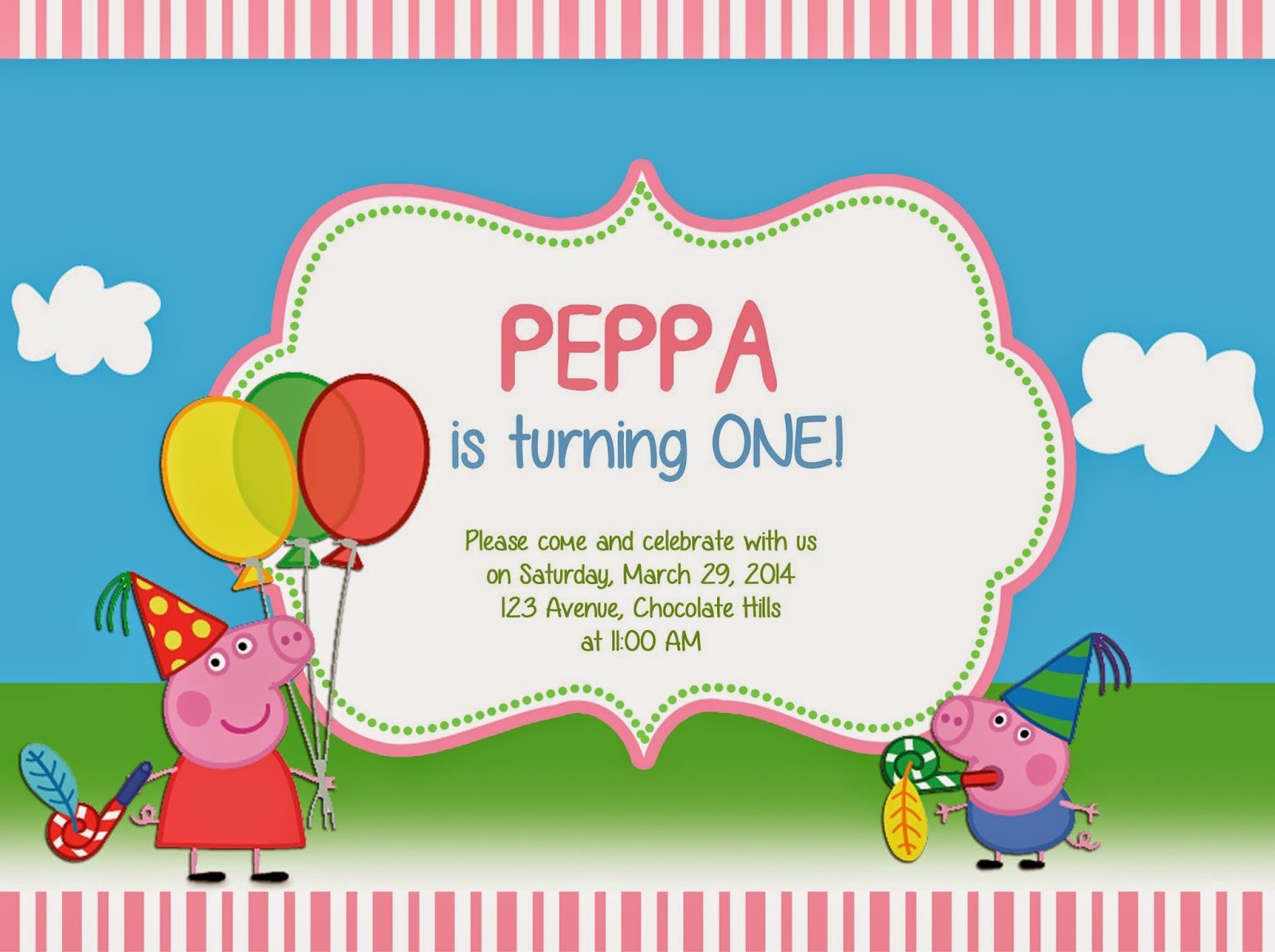 Peppa Pig Invitation Templates Free