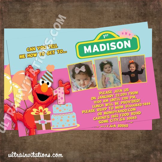 Personalized Elmo Birthday Invitations