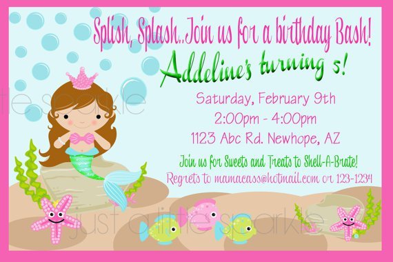 Personalized Mermaid Birthday Invitations