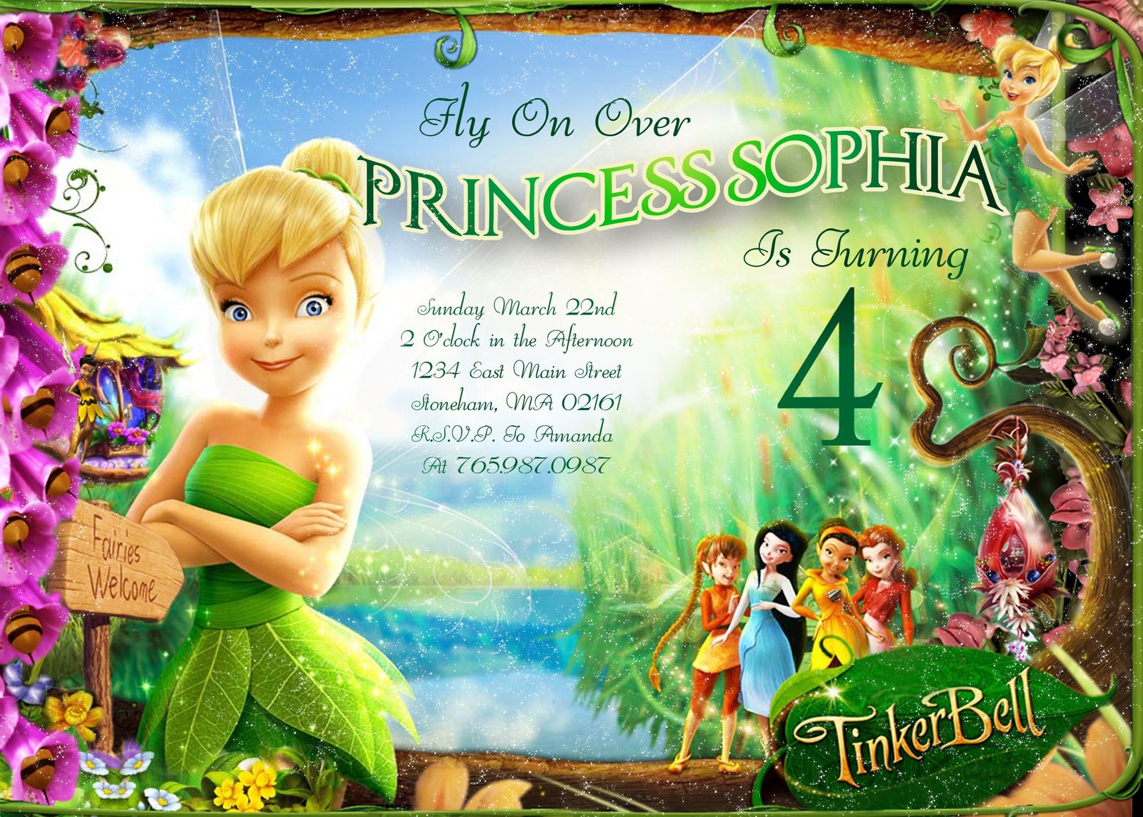 Personalized Tinkerbell Invitations