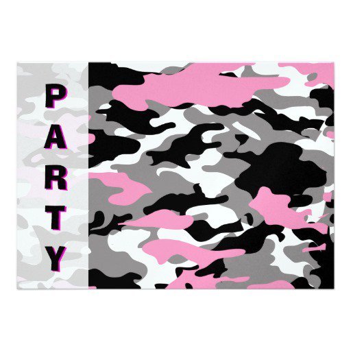 Pink Camo Birthday Invitation Template