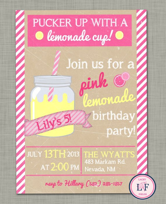 Pink Lemonade 1st Birthday Invitations