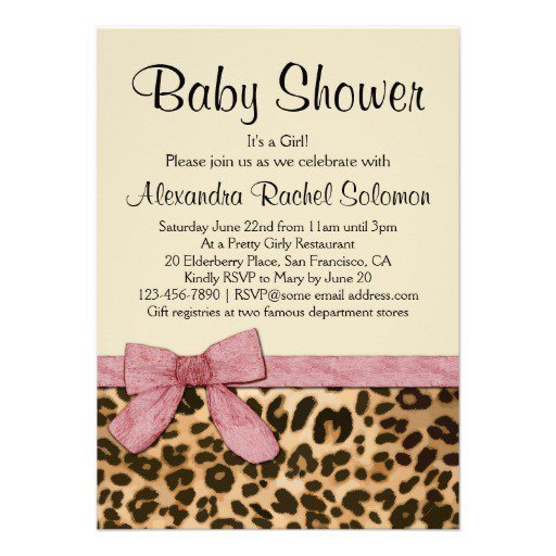 Pink Leopard Print Baby Shower Invitations