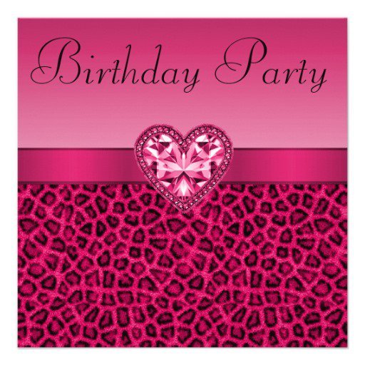 Pink Leopard Print Birthday Invitations