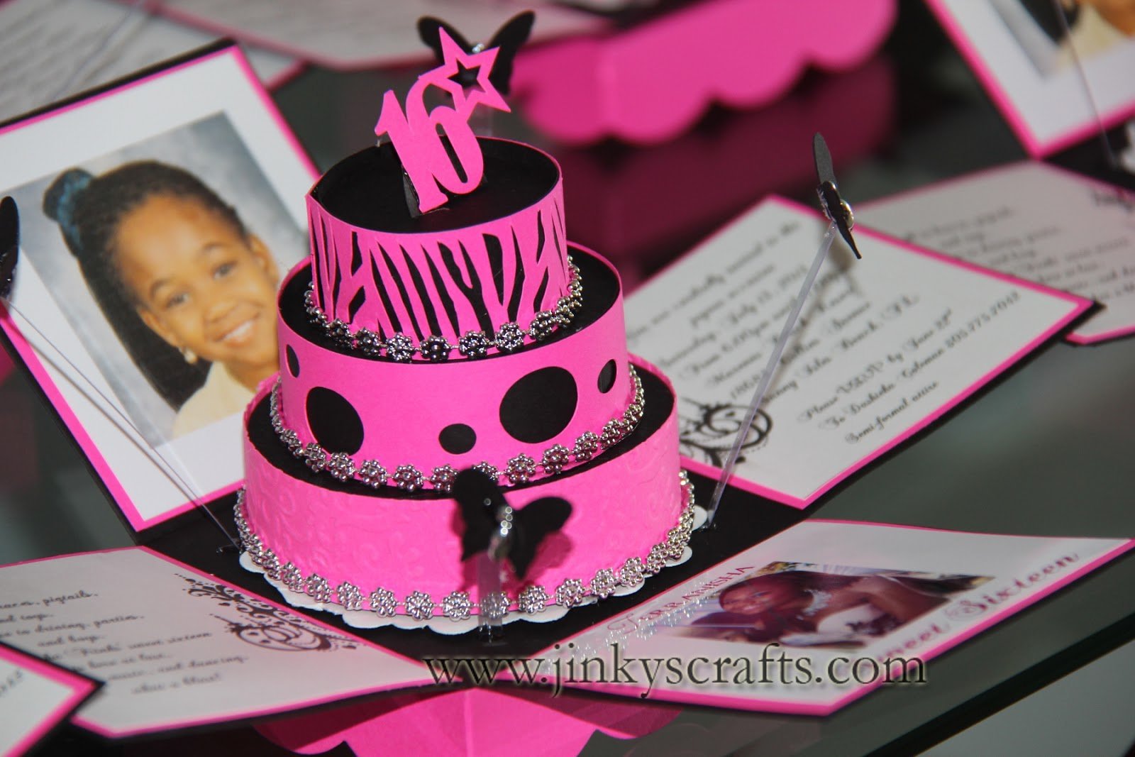 Pink Zebra Cake And Invitations