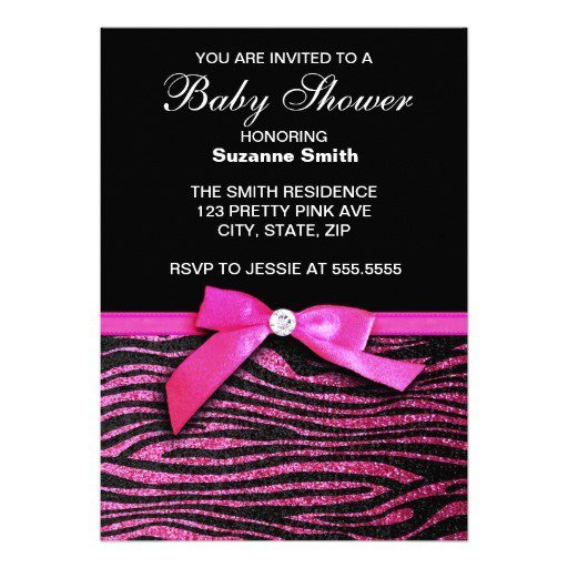 Pink Zebra Print Invitations Baby Shower