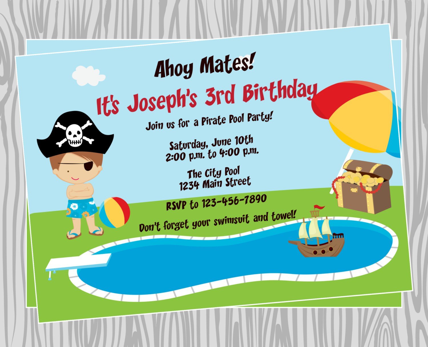 Pirate Pool Party Invitation Wording