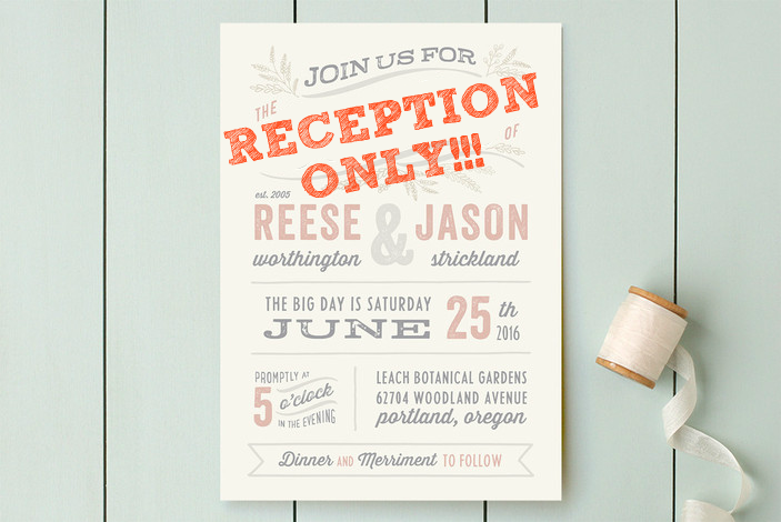 Post Wedding Reception Only Invitations