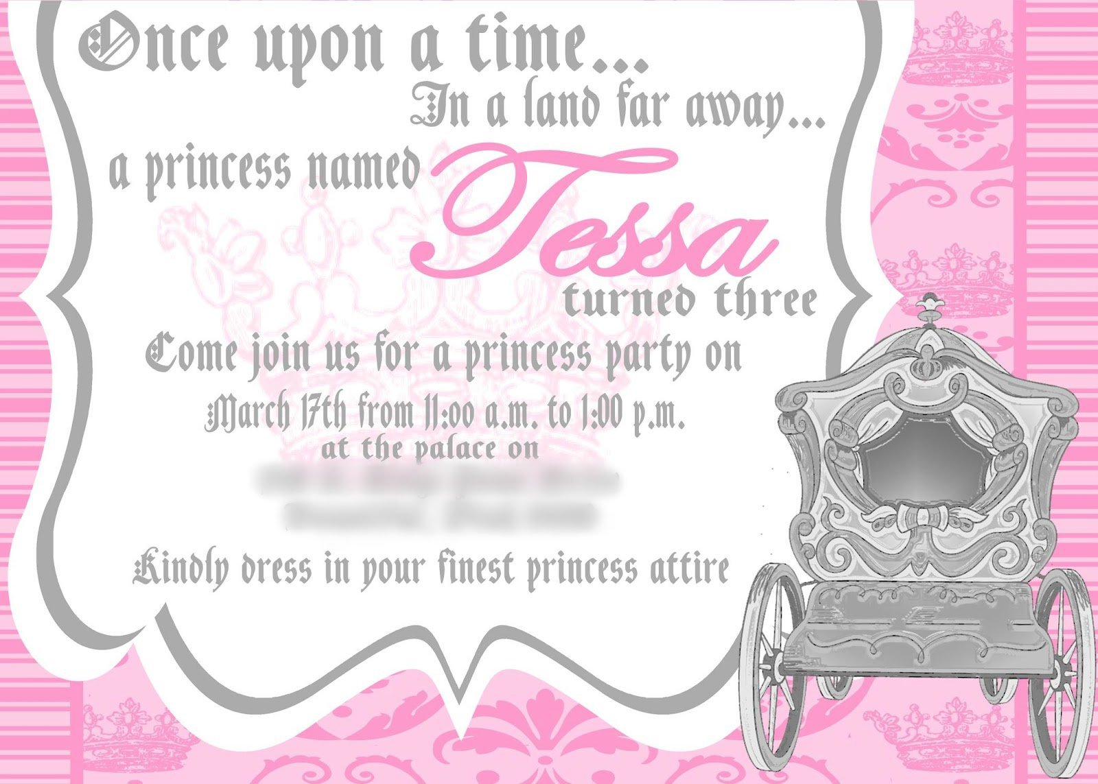 Princess Dress Invitation Templates Free