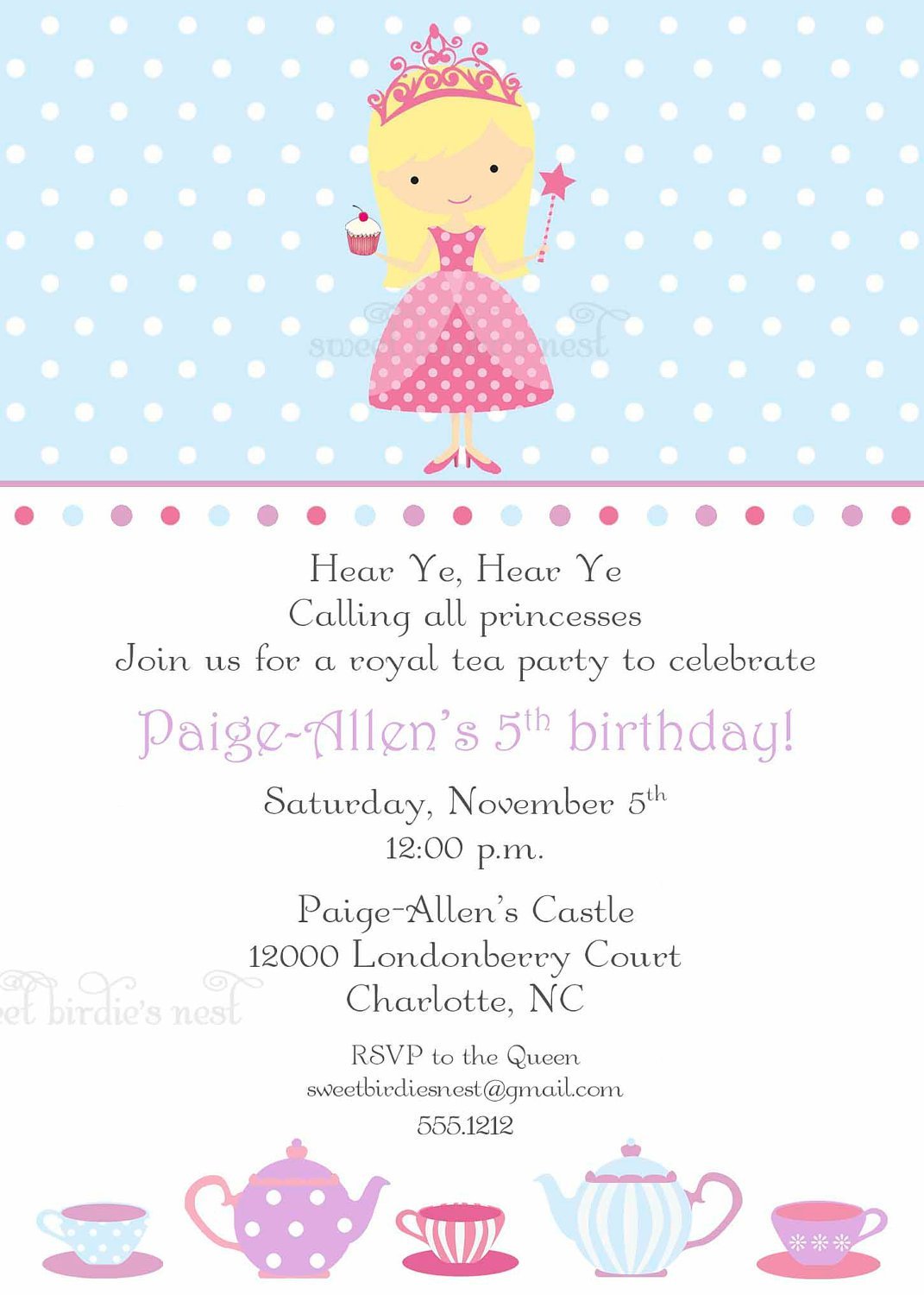 Princess Tea Party Invitations