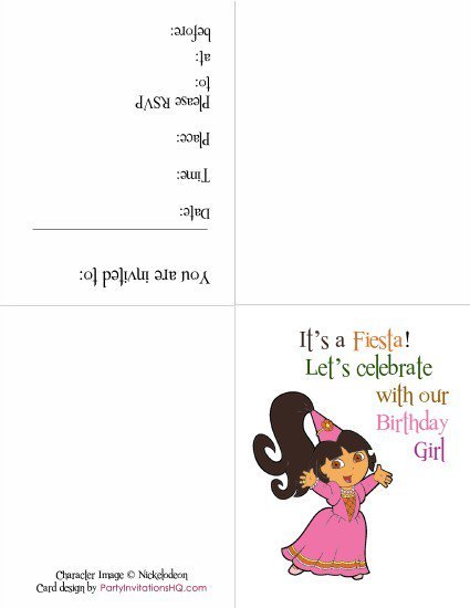 Print Out Dora Invitations