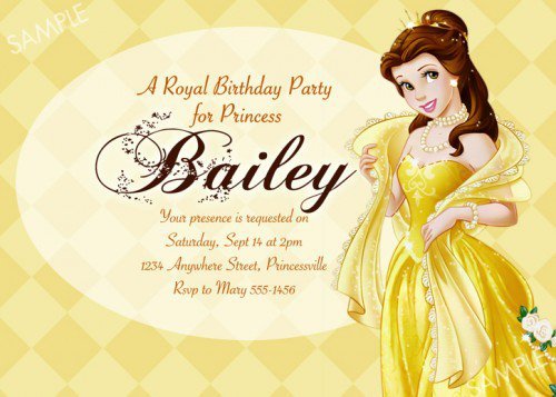 Printable Belle Birthday Invitations