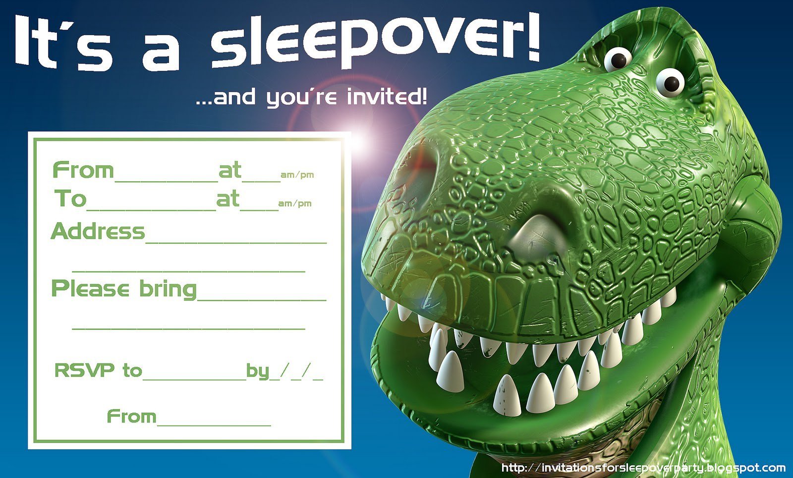 Printable Boy Slumber Party Invitations