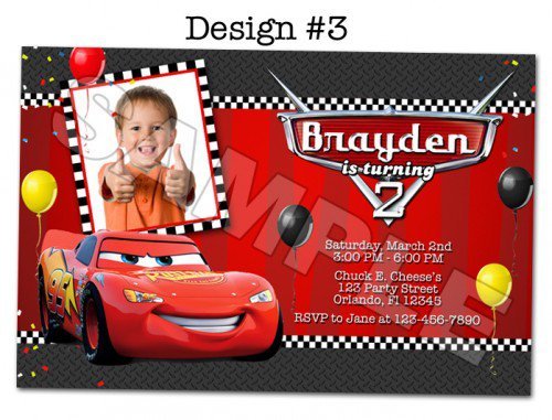 Printable Disney Cars Birthday Party Invitations