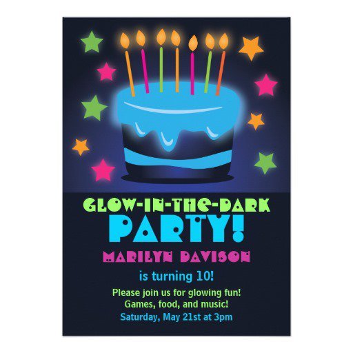 Printable Glow In The Dark Birthday Invitations