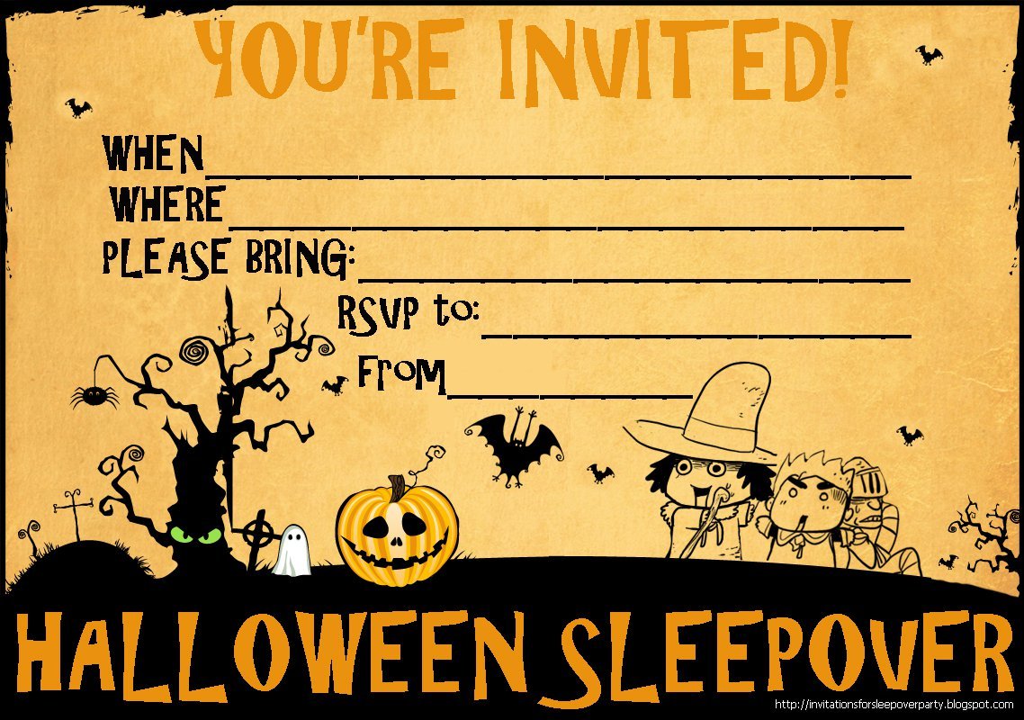 Printable Halloween Invitations For Sleep Over