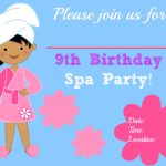 Spa Party Printable Invitation Templates
