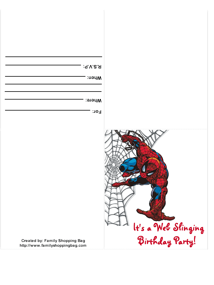 Printable Spiderman Invitations