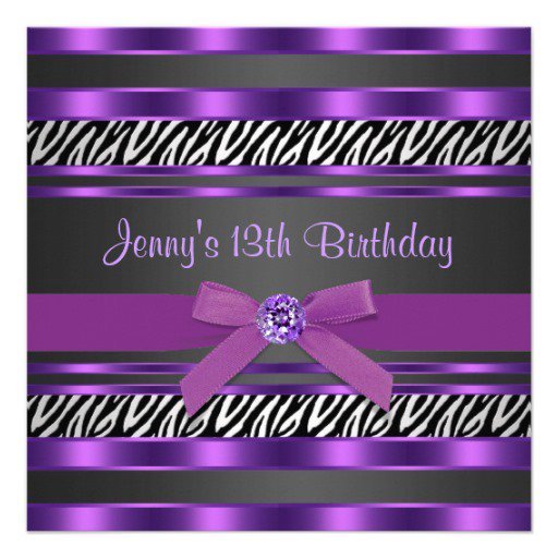 Purple And Zebra Invitation Templates