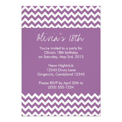 Purple Chevron Birthday Invitations