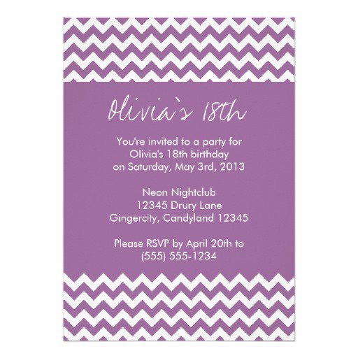 Purple Chevron Birthday Invitations