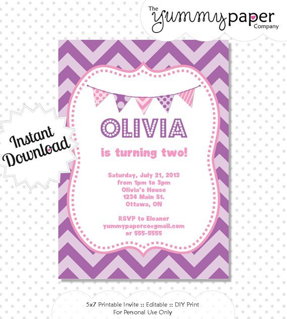 Purple Chevron Invitations