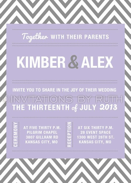 Purple Chevron Wedding Invitations