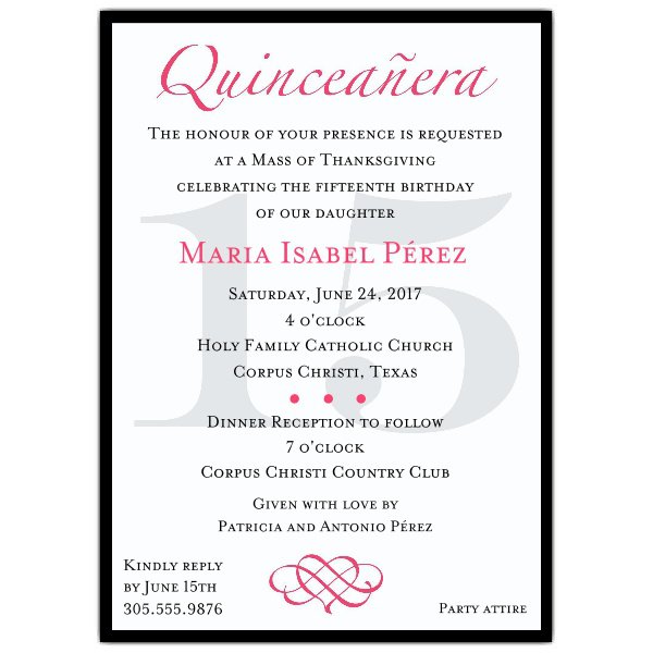 Quince Invitation Wording Samples