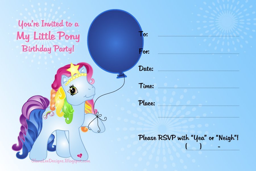 Rainbow Dash Invitations Free
