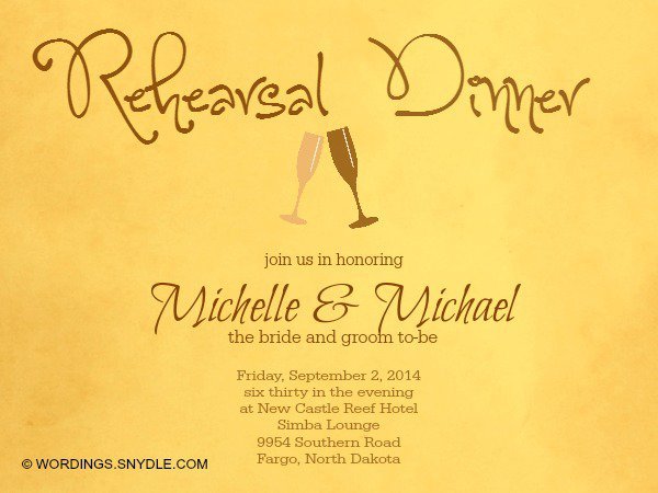 Rehearsal Dinner Invitation Wording Samples