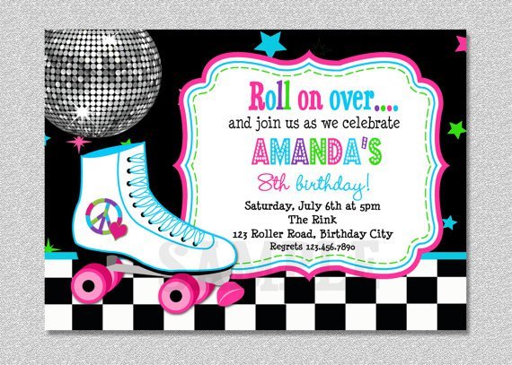 Roller Skating Birthday Invitations Printable