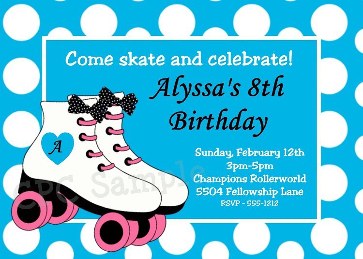 Roller Skating Birthday Party Invitations Printable