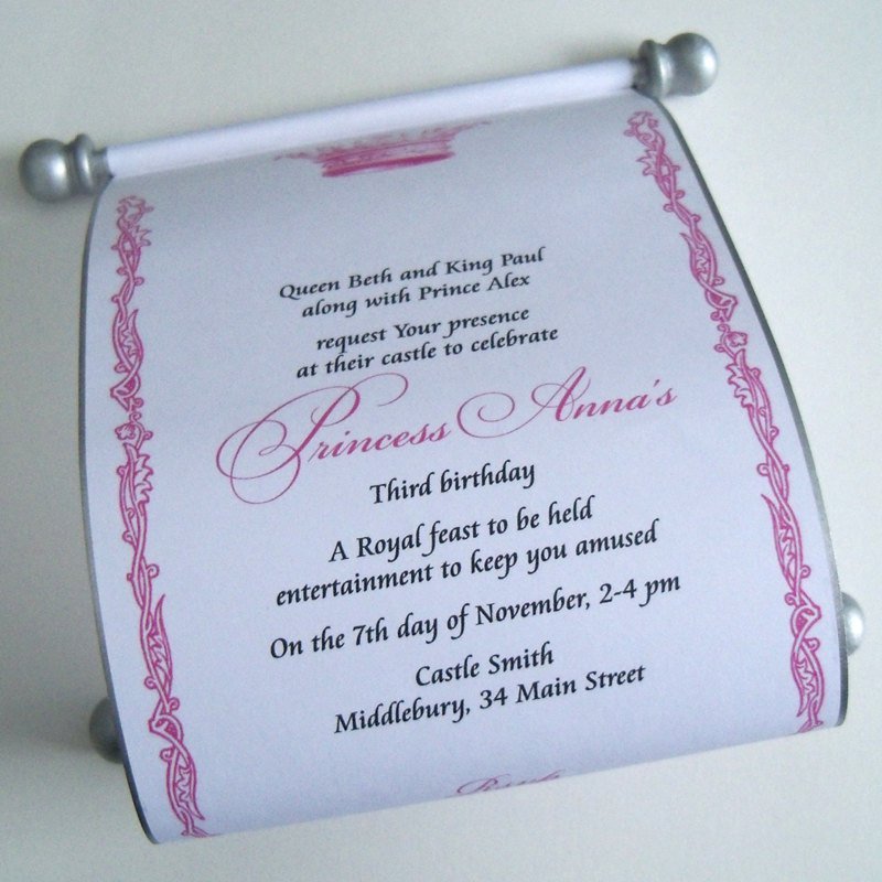 Royal Invitation Wording Princess Party
